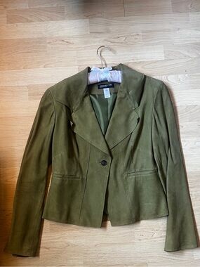 Jones New York Olive Suede Tailored Blazer